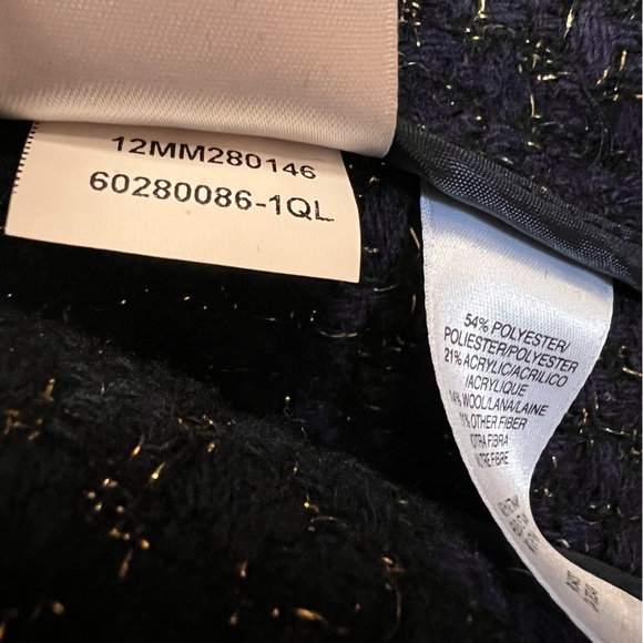 QMack Metallic Tweed Navy Blue Moto Jacket with Working Pockets Size Medium - Picture 11 of 16